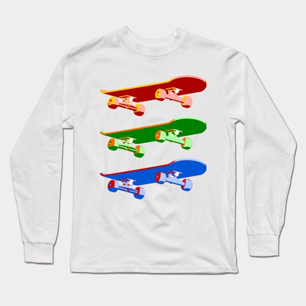 Three Skateboards Long Sleeve T-Shirt by AKdesign